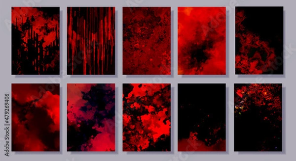 Obraz 赤い幻想的な血の水彩テクスチャ背景
セット