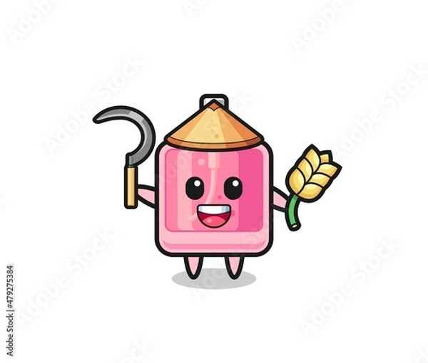 Fototapeta perfume Asian farmer holding paddy