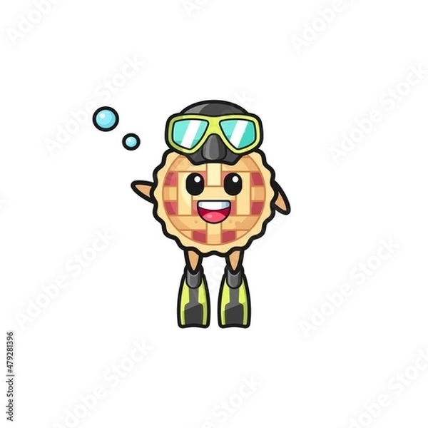 Fototapeta the apple pie diver cartoon character