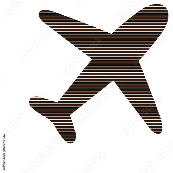 Obraz 飛行機シルエット　ボーダーブラウン