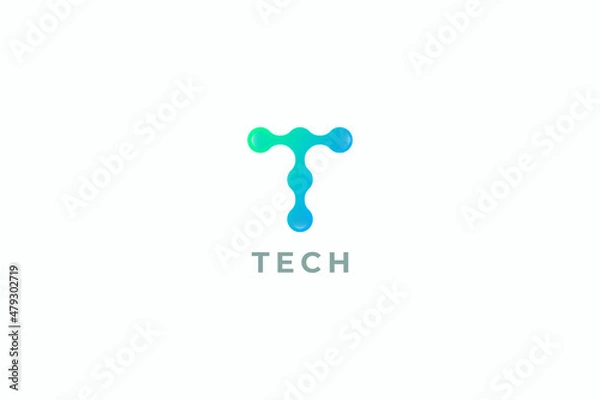 Obraz Letter T  gradient creative and simple dot technological business modern logo design	