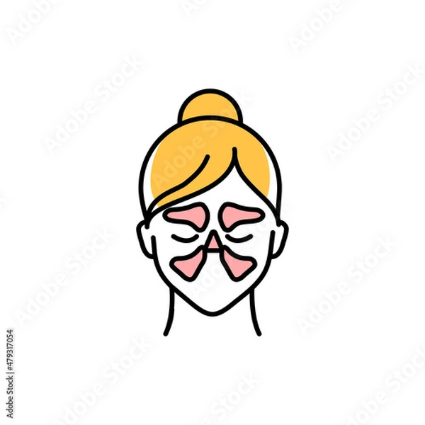 Fototapeta Sinus problems color line icon. Human diseases.