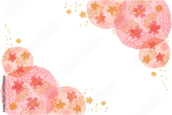 Fototapeta 背景　桜ぼかし　横長対角　白バック