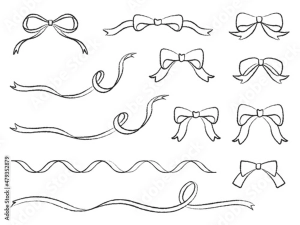 Obraz リボン　手描き　グラフィック素材　あしらい