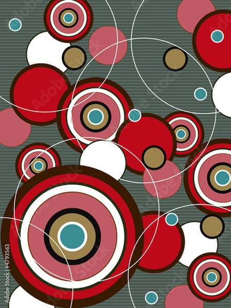 Fototapeta retro red and brown pop circles 