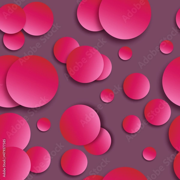 Obraz geometric pattern three-dimensional circles on a dark pink background