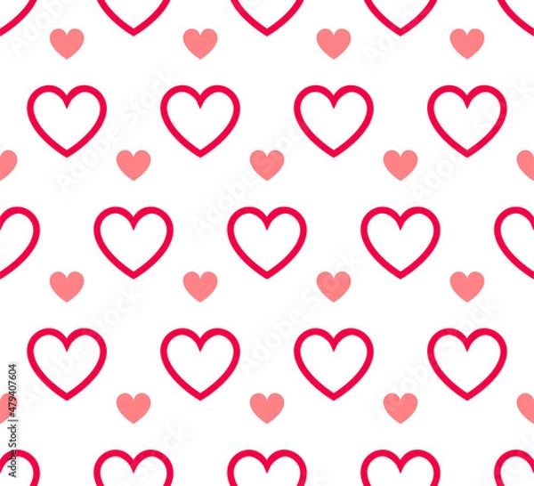 Obraz Vector pattern with red hearts.