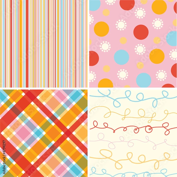 Fototapeta retro candy red pink pattern combo quad