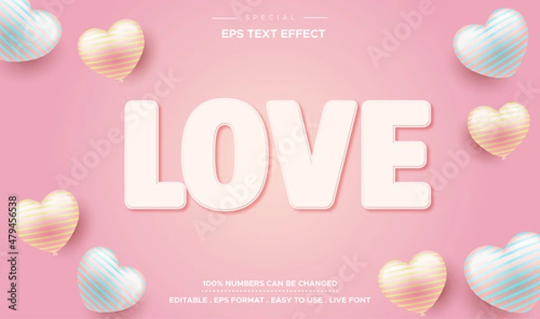 Obraz love text effect editable with balloon love