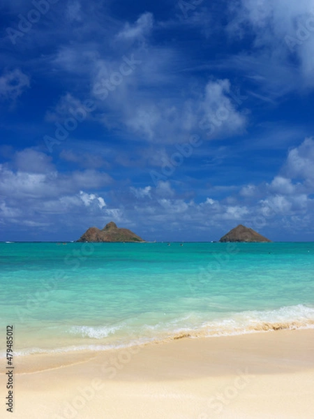 Obraz ハワイ、オアフ島、ラニカイビーチとモクルア