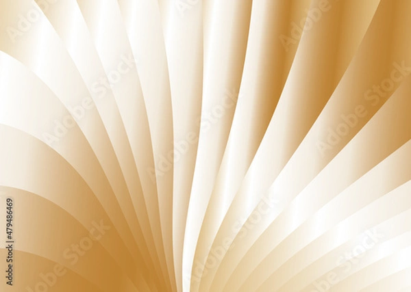 Fototapeta Yellow folds, stripes of paper or fabric with a metallic gold sheen. Background design, wallpaper, flyer.
