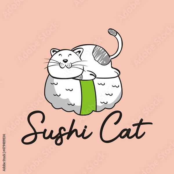 Obraz sushi cat logo vector illustration