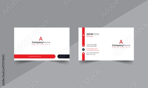 Fototapeta modern business card design . double sided business card design template . flat red business card template design