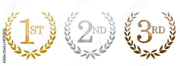 Fototapeta 1st; 2nd; 3rd awards golden emblems.