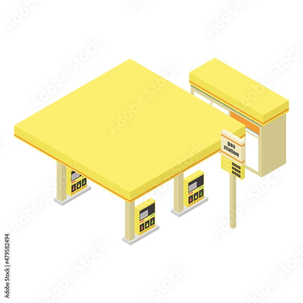 Obraz ガソリンスタンドのアイソメイラスト