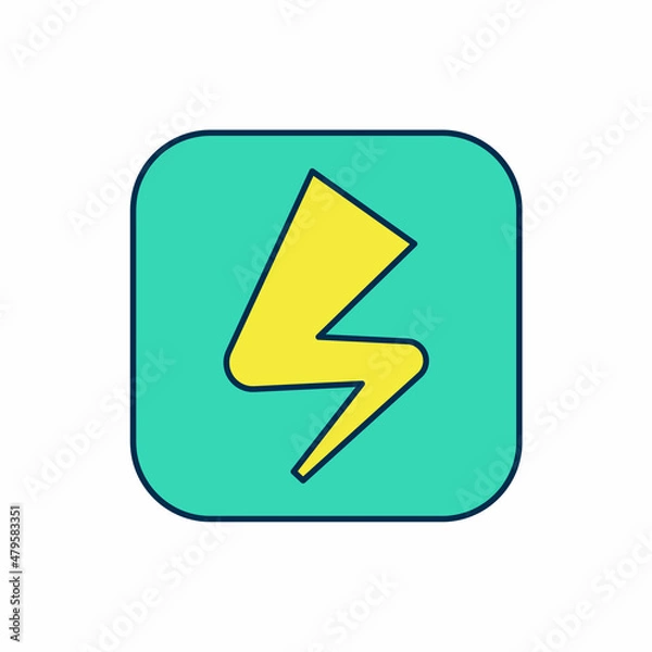 Fototapeta Filled outline Lightning bolt icon isolated on white background. Flash sign. Charge flash icon. Thunder bolt. Lighting strike. Vector