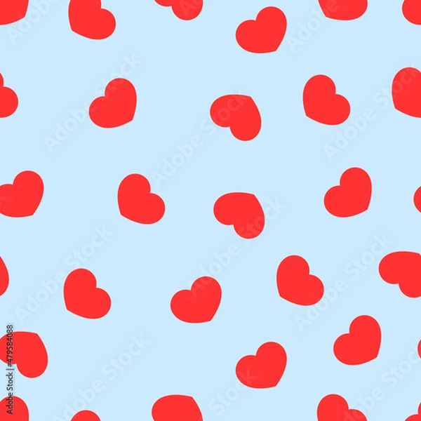 Fototapeta Seamless vector pattern with red hearts. Vector texture for prints or backgrounds
