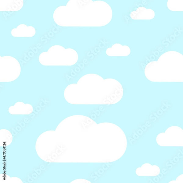 Fototapeta Seamless vector pattern with clouds. Vector texture for prints or backgrounds
