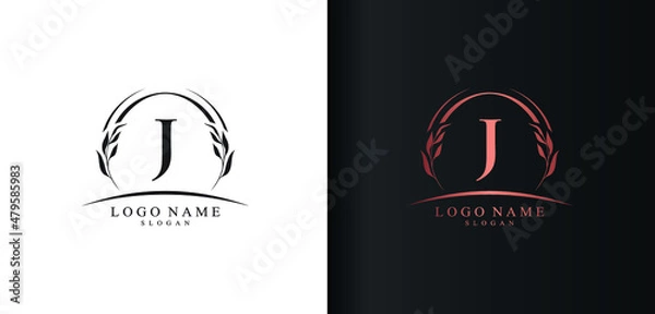 Obraz Abstract letter J logo design, luxury style letter logo, text J icon vector design