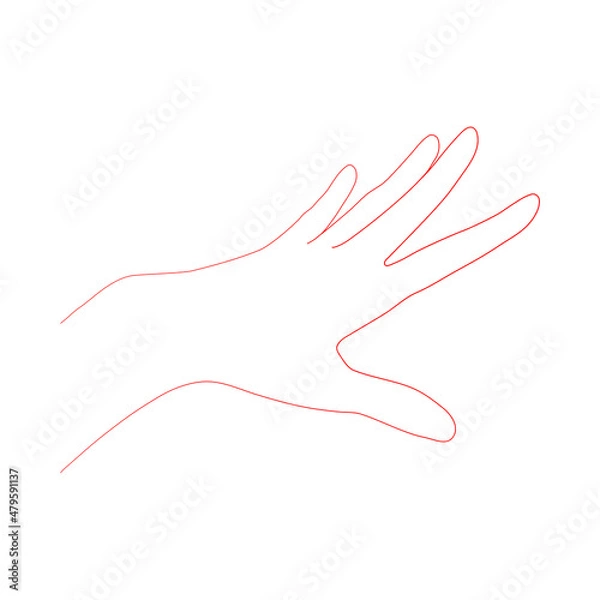Fototapeta Line art sketch of a tense hand reaching for an object in an upright position