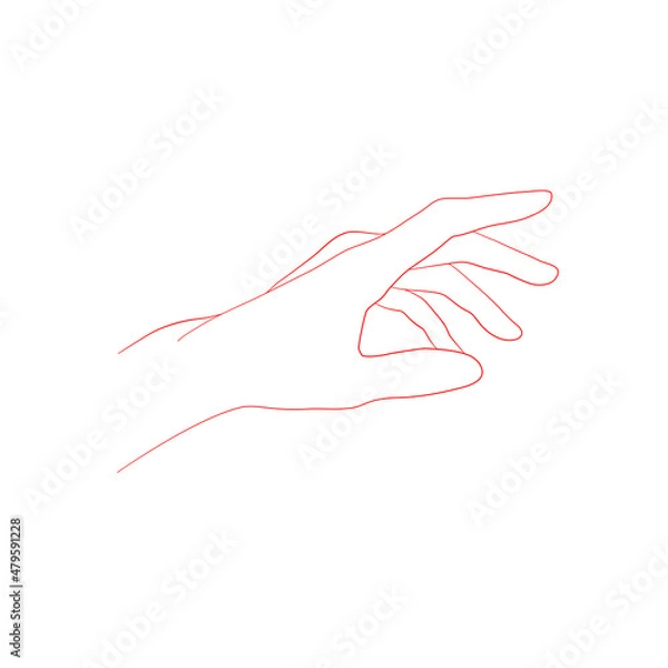 Fototapeta Line art sketch of a relaxed hand in a horizontal position