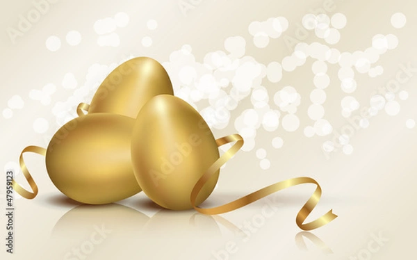 Obraz Golden Easter eggs vector illustration