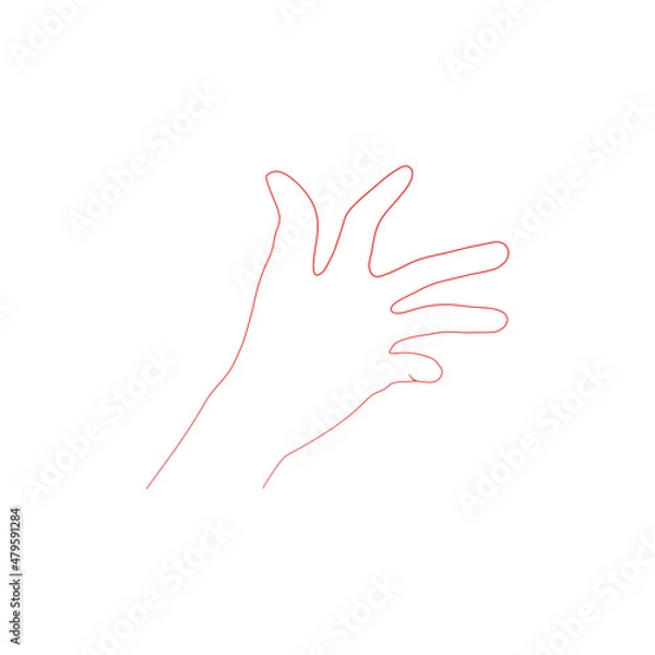 Fototapeta Line art sketch of a tense hand in an upright position before the fight