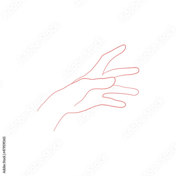 Obraz Line art sketch of an outstretching hand in an upright position