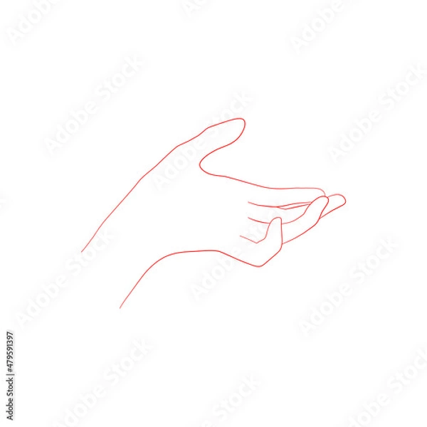 Fototapeta Line art sketch of a relaxed hand in a horizontal position