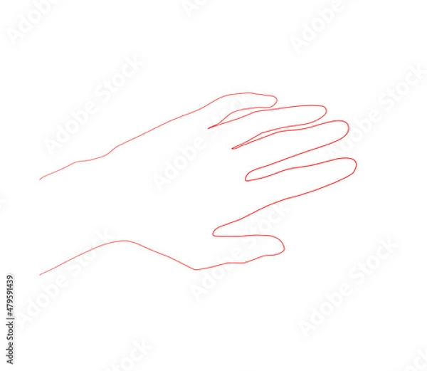 Fototapeta Line art sketch of a relaxed hand in a horizontal position