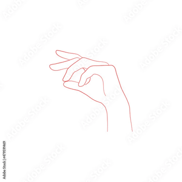 Fototapeta Line art sketch of a relaxed hand in an upright position