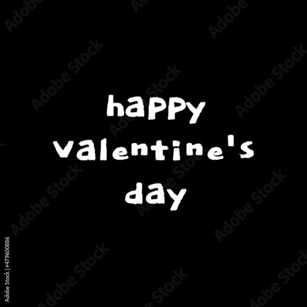 Fototapeta Text "happy Valentine's day" isolated on a black background. Abstract lettering illustration