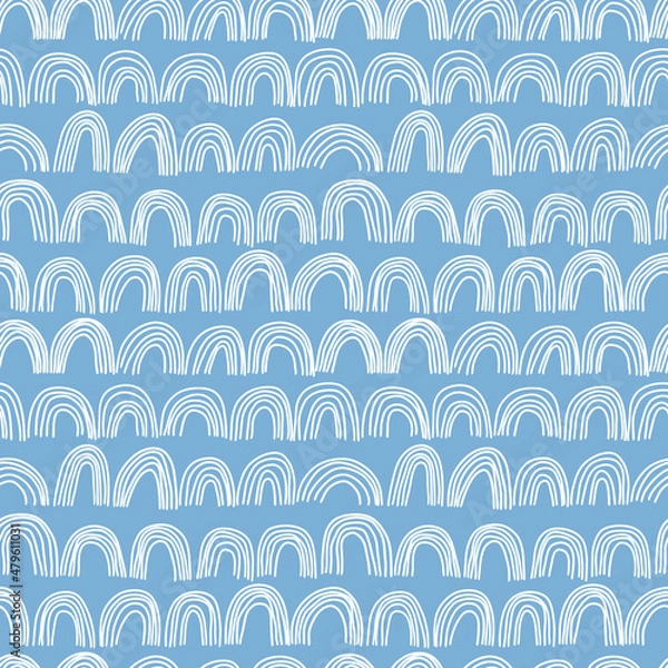 Obraz Boho rainbows pattern, hand drawn bohemian rainbows, doodle illustration, vector background, seamless pattern