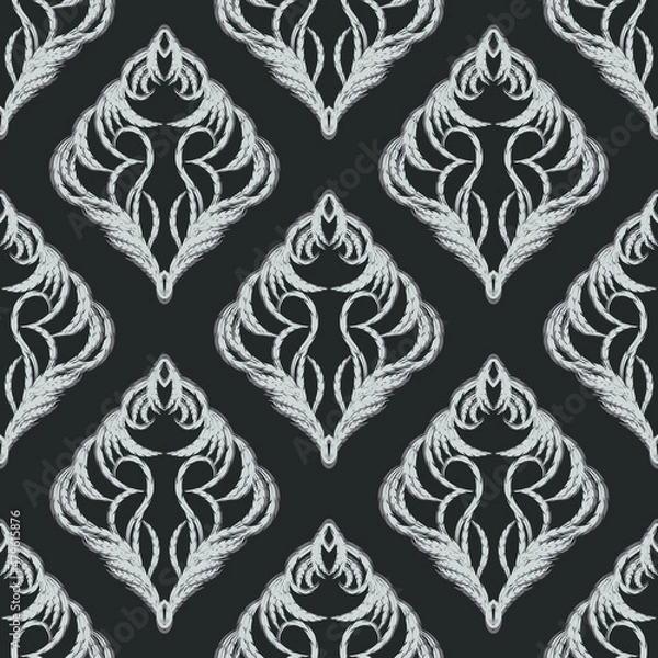 Obraz Vector damask seamless pattern element. Classical luxury old fashioned damask ornament, royal victorian seamless texture for wallpapers, textile, wrapping. Floral baroque template