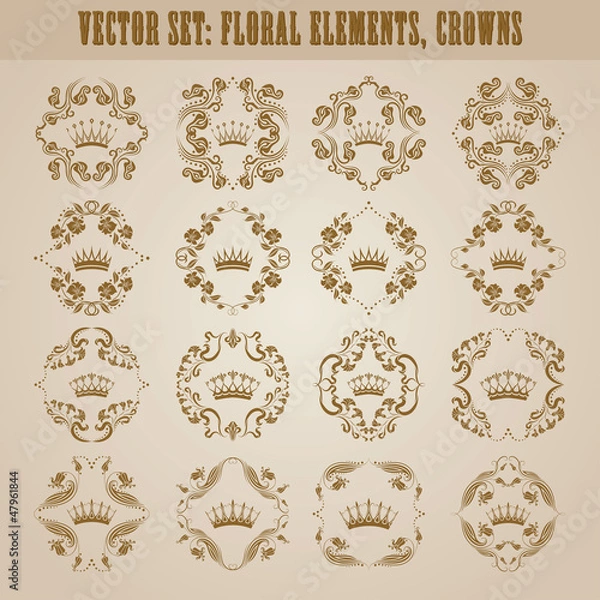 Obraz Victorian crown and decorative elements.