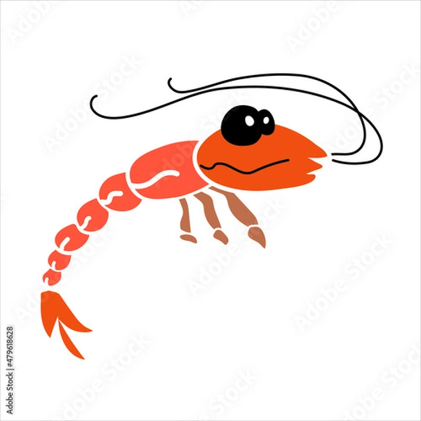 Obraz Shrimp character cartoon. Vector illustration.