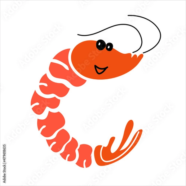Obraz Shrimp character cartoon. Vector illustration.