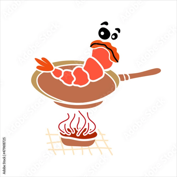Obraz Shrimp character cartoon. Vector illustration.