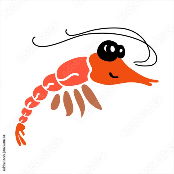 Obraz Shrimp character cartoon. Vector illustration.