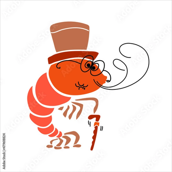 Obraz Shrimp character cartoon. Vector illustration.