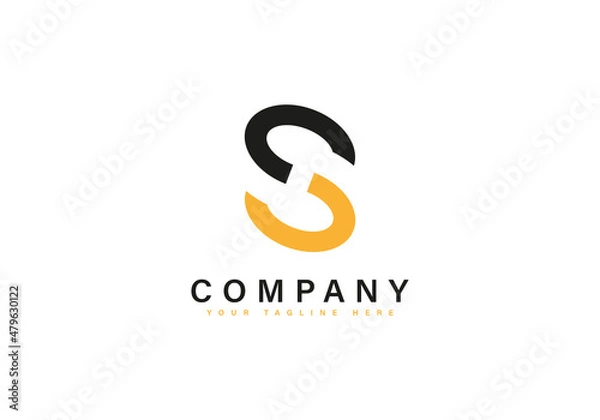 Fototapeta Abstract Initial Letter C and S Linked Logo. Black and Yellow Geometric Line isolated on White Background. Suitable for Business and Branding Logos. Flat Vector Logo Design Template Element.
