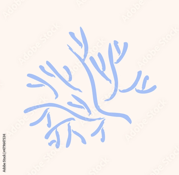 Fototapeta Sea life concept. Colorful sticker with blue underwater algae or corals of various shapes. Flora and fauna of ocean floor. Design element for printing on fabric. Cartoon flat vector illustration