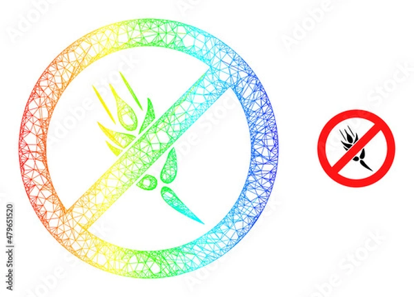 Obraz Mesh net stop cereal model icon with rainbow gradient. Vibrant frame mesh stop cereal icon. Flat frame created from stop cereal pictogram and intersected lines.