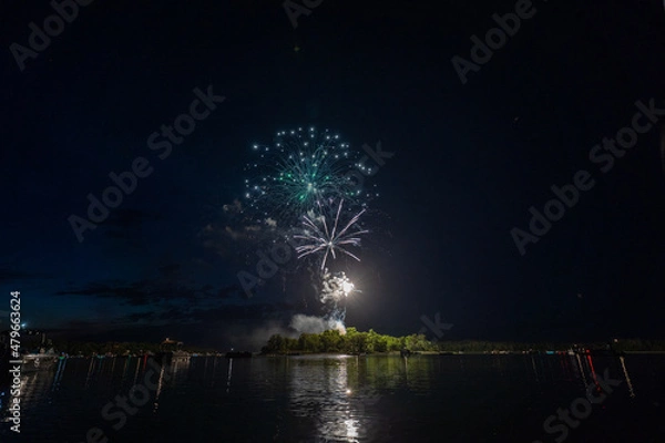 Fototapeta fireworks over the river