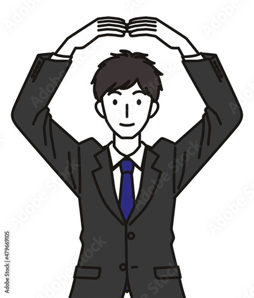 Fototapeta 手でまるのジェスチャーをするスーツを着た男性