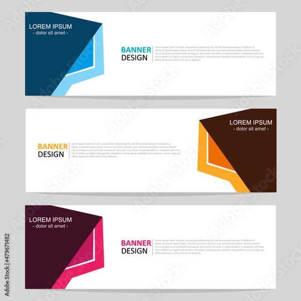 Fototapeta Set of abstract web banner design template. Modern creative corporate business, and horizontal advertising banner layout element template for workflow, header, label and presentation.