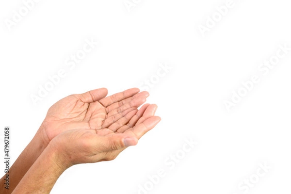 Fototapeta Empty hand holding isolated on the white background.