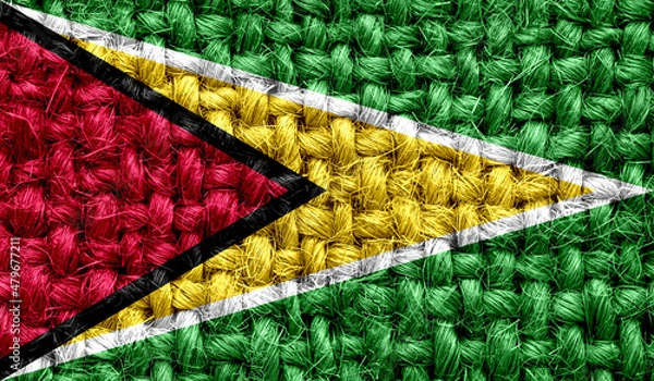 Obraz Guyana flag on fabric texture. 3D image
