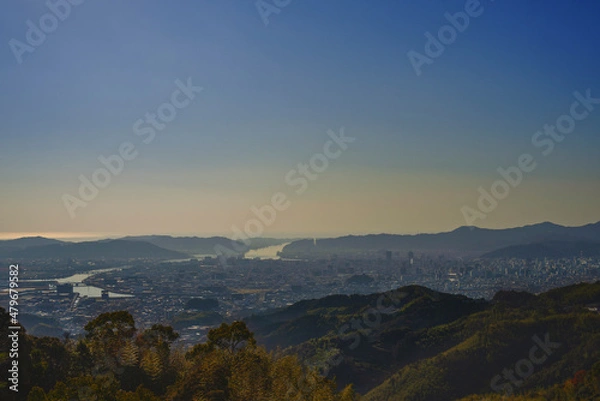 Fototapeta 晴れた冬の早朝　高知市全景