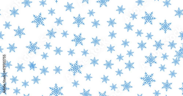 Fototapeta Snowflakes vector seamless pattern. Ornament can be used for gift wrapping paper, pattern fills, web page background, surface textures and fabrics.